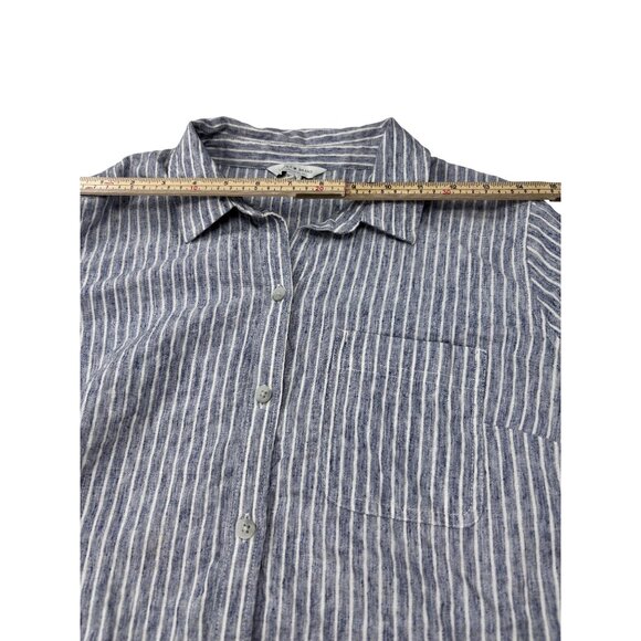 Lucky Brand Blue/White Striped Button-Down Shirt Womens M Cotton Blend Casual - Picture 9 of 11